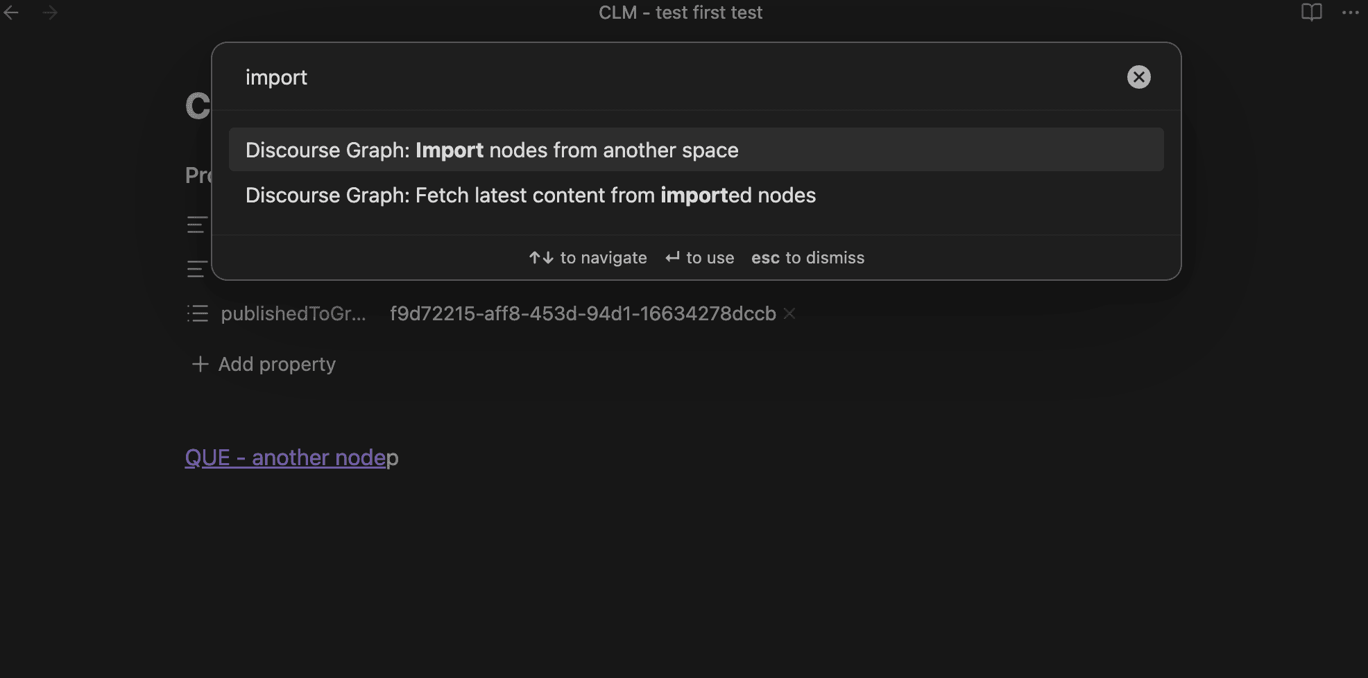 Import command in palette