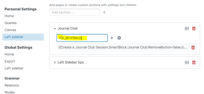 add a smartblock button