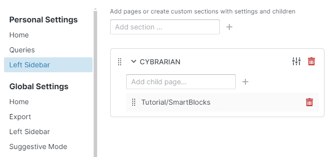 personal settings
