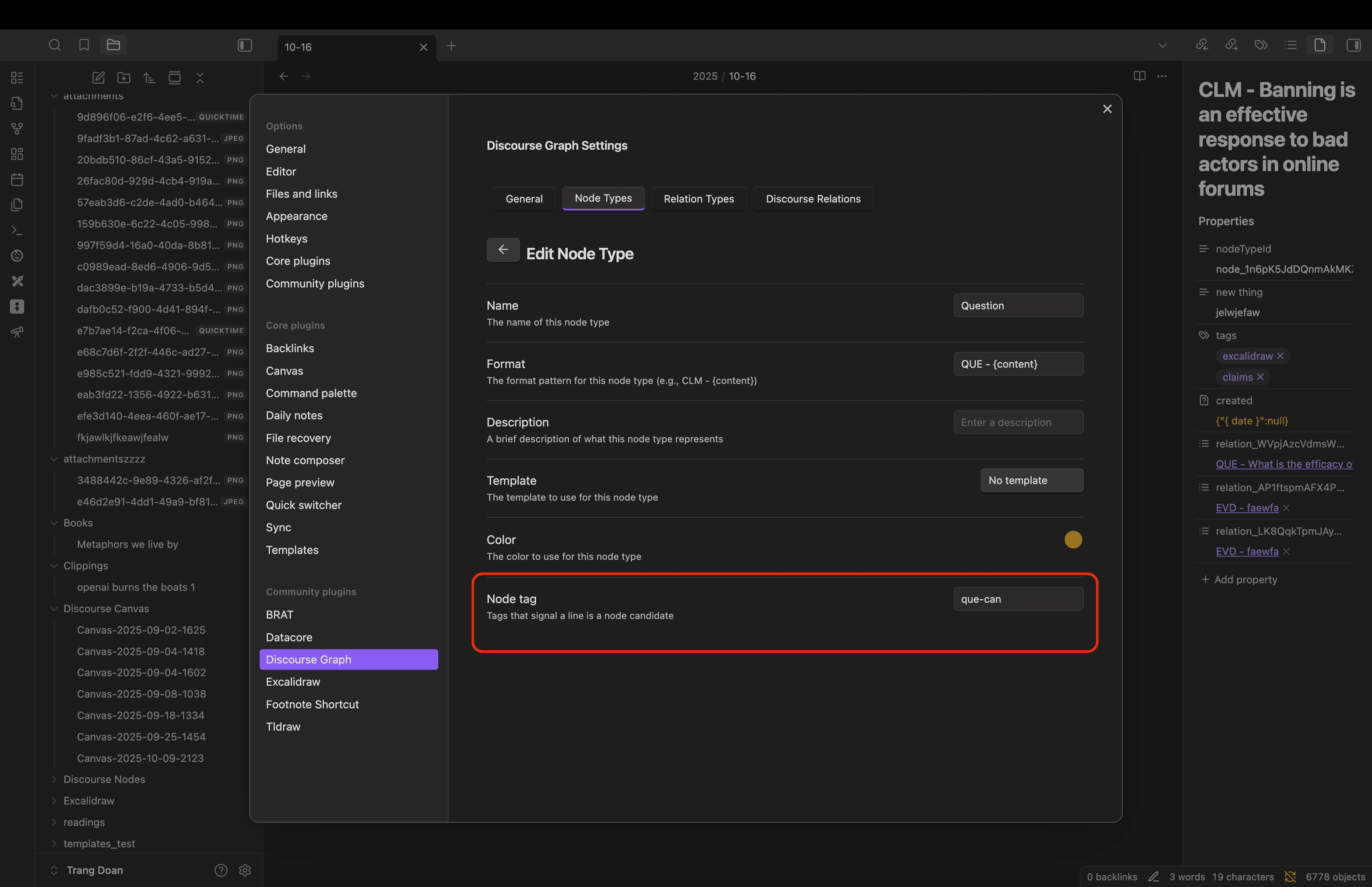 Node tags setting