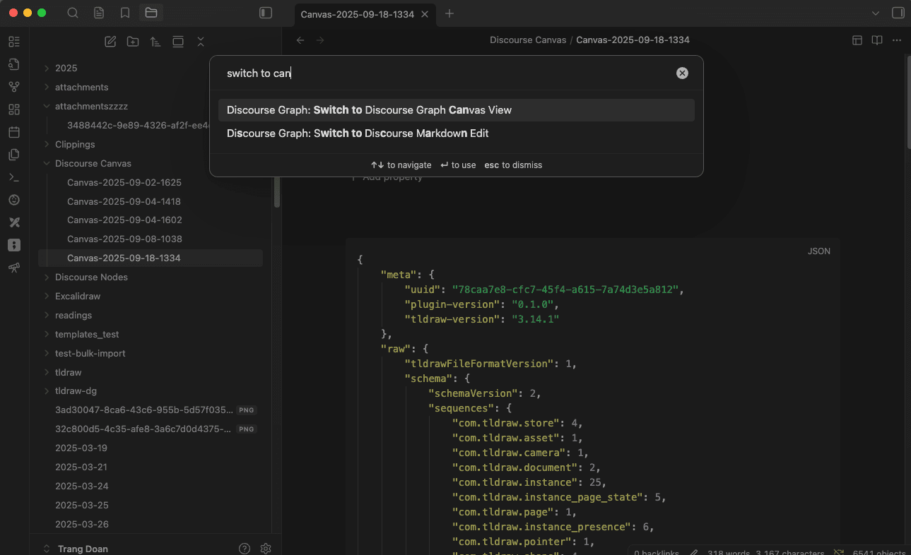 Open canvas command