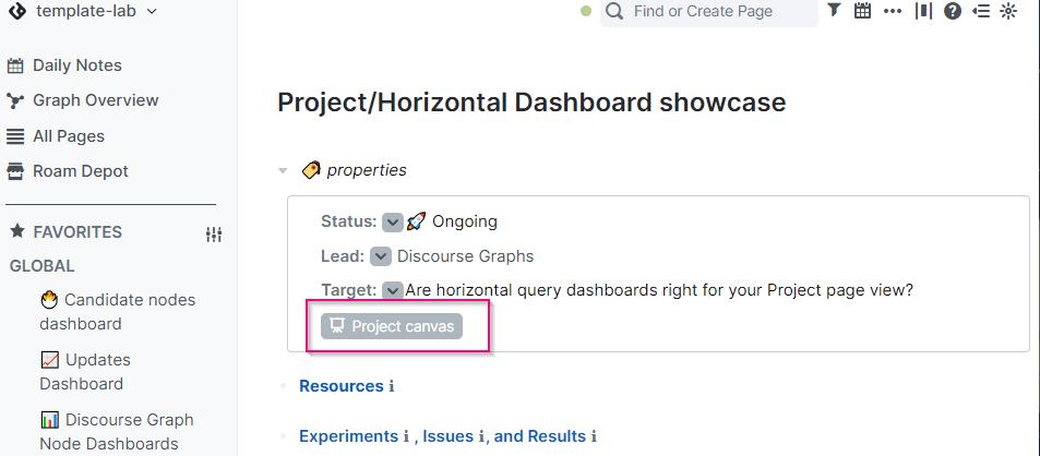 Project Canvas button